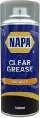 2x NAPA Clear Spray Grease 500ml Water Resistant Aerosol Lubricant PTFE Chain