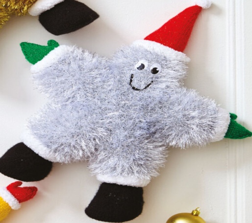 Knitting Pattern Stars Christmas Decoration King Cole Tinsel Chunky & DK 9169