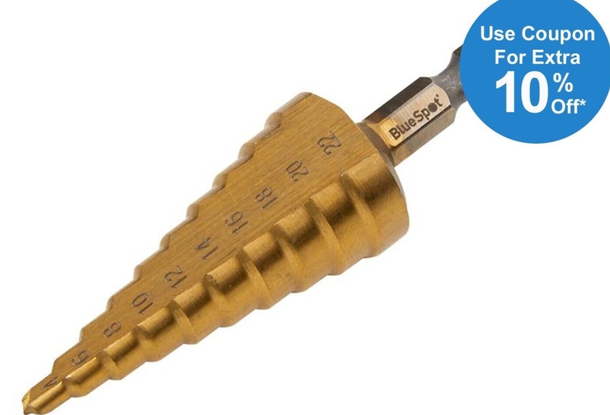 BlueSpot Tools HSS 1/4in Hex Shank Step Drill 4-22mm