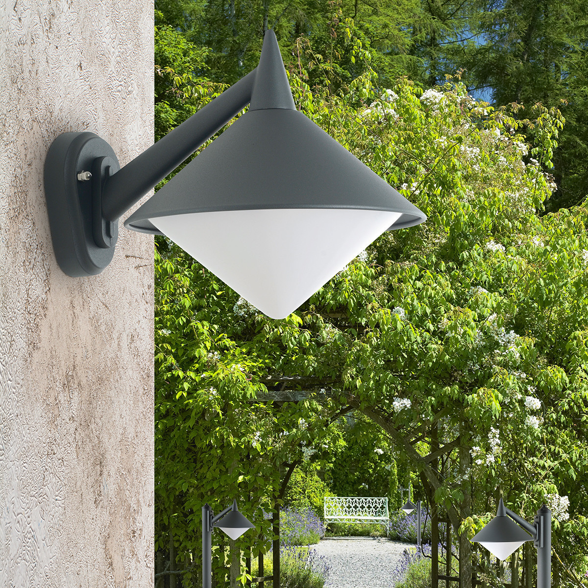 Seewasserfeste Außenwandleuchte Liara - Graphit - Aluminium-Druckguss, Polycarbonat - IP43