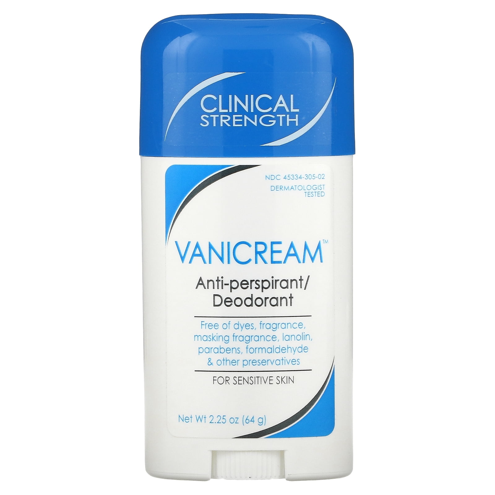 Vanicream Anti-Perspirant Deodornt for Sensitive Skin 2.25oz ,24 Hr Protection