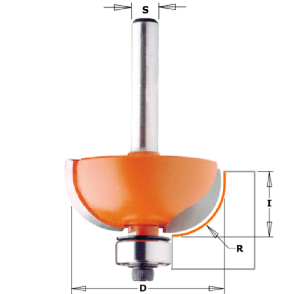 CMT Cove Router Bit - 12.7mm radius x 1/2 shank