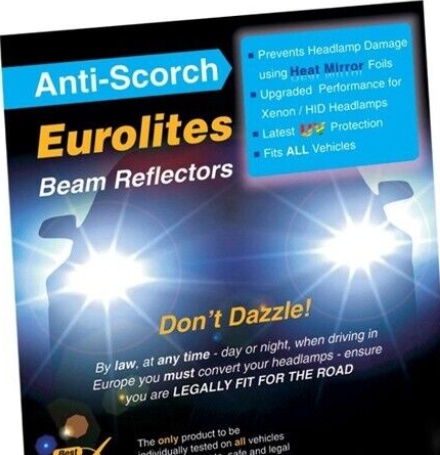 Eurolites Headlamp Headlight Beam Adaptors UK Numberplate Adhesive Stickers