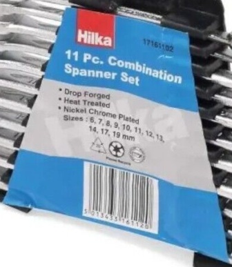 Hilka Metric Combination Spanner Set 6-19mm Satin Finish with Storage Rack 11pc