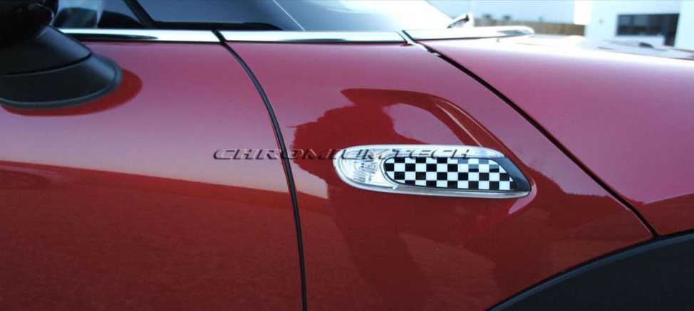 MK3 MINI Cooper F55 F56 F57 Chequered Flag Side Lamp Turn Signal Scuttles Insert