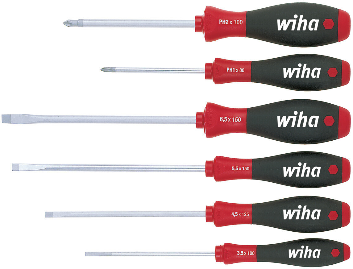Wiha 07153 Slotted pozidrive Screwdriver Set 6pcs PH1 PH2 PZ1 PZ2 SoftFinish