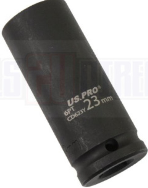 US PRO Tools Single 1/2"" DR 23mm 6 Point Deep Impact Socket 3756