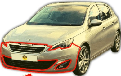 Front Bumper - Primed - Peugeot 308 2014-2017 H/Back & Estates - Insurance Qlty