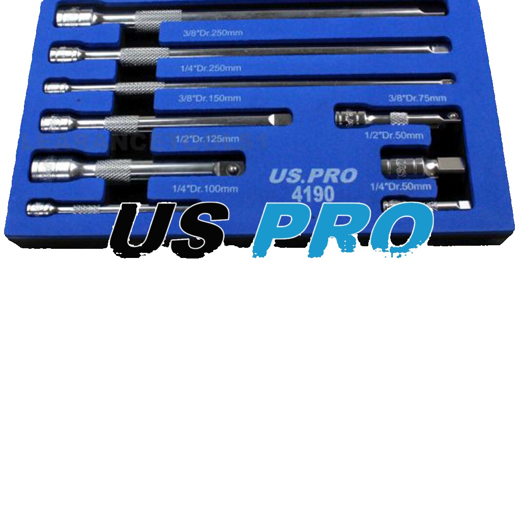 Us Pro Tools 9Pc 1/4" 3/8" 1/2" Dr Extension Bar Set, Sockets Bars - Image 9