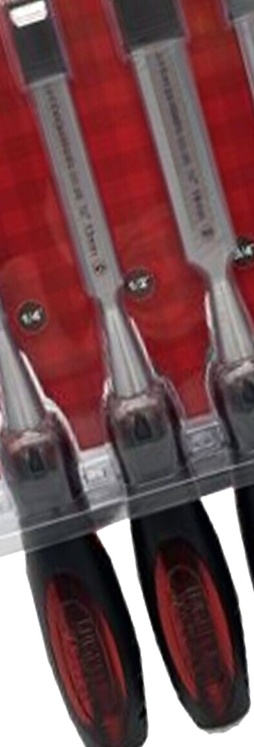 Chisel Set Wood Bevel Edge Strike Through Caps Shatterproof Handles 1/4 - 1 Inch