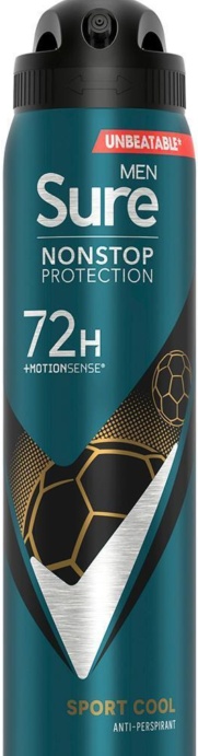 Sure Men Anti-perspirant Deodorant Sport Cool 72H Nonstop Protection 250ml, 12Pk