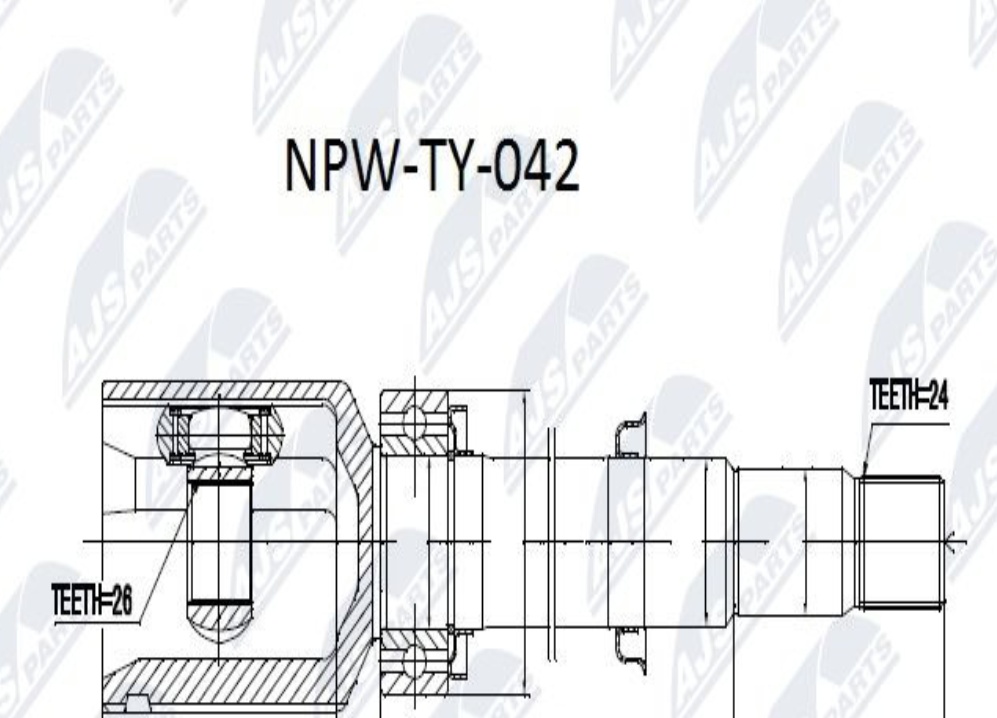 Driveshaft CV joint transmission sided NPW-TY-042 NTY for TOYOTA AVENSIS
