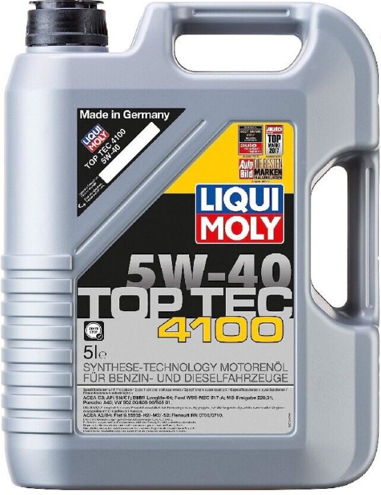2 x 5 Litre - Liqui Moly Top Tec 4100 5W40 Synthetic Technology Engine Oil