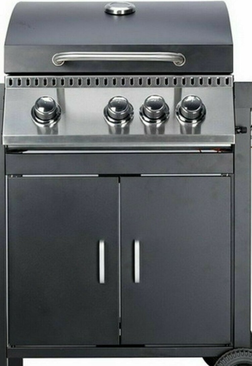 3+1 Burner Gas BBQ with Side Burner - Stainless Steel Hood & Propane Regulator