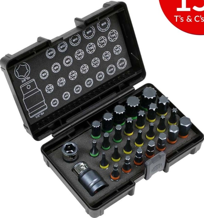 Sealey AK21902 Premier Impact TRX-Star*/Hex/Spline Bit Set 3/8"" & 1/2""Sq Dr