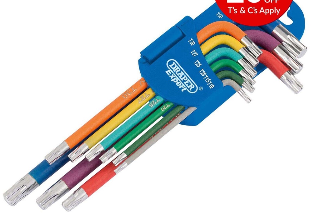Draper 66143 Draper TX-STAR Metric Coloured Long Arm Key Set (9 Piece)