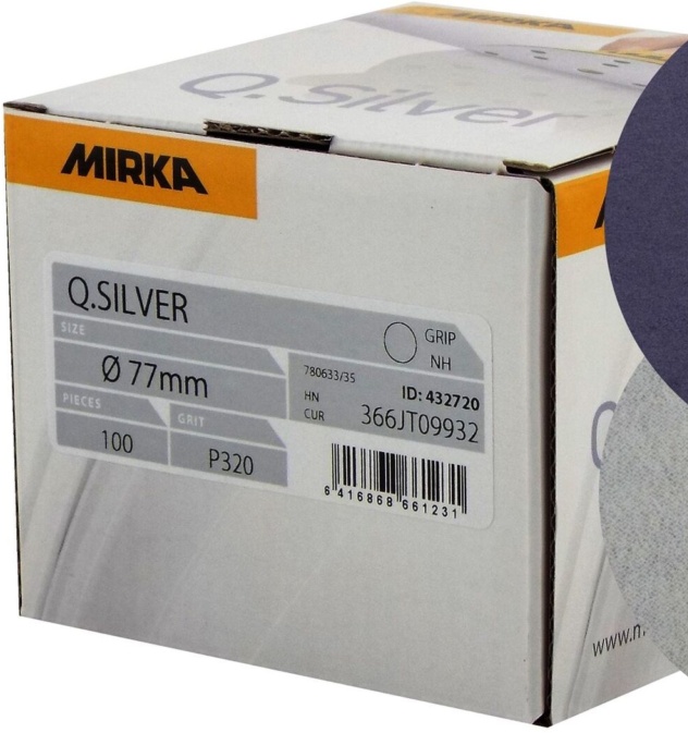 Mirka Q.Silver 77mm (3"") P120 Grit 20x Plain HookNLoop Sanding Discs