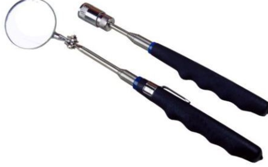 US PRO TELESCOPIC EXTENDING MAGNETIC PICK UP TOOL LED LIGHT & INSPECTION MIRROR