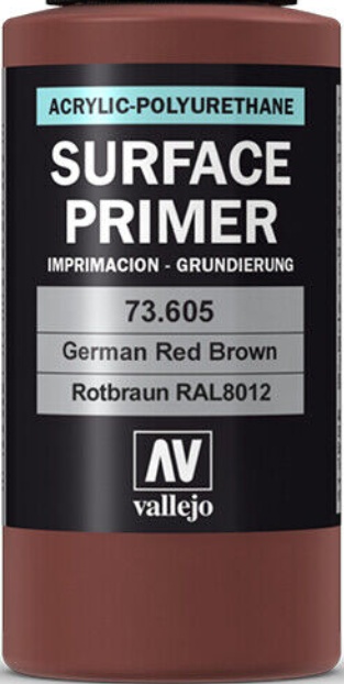 Vallejo Polyurethane Surface Primer German Red Brown 60ml Bottle - 73.605 - Image 2