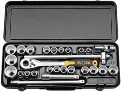 Draper 50650 Elora Metric and Imperial Socket Set 1/2"" Sq Dr (28 Piece)