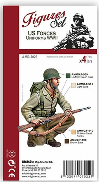 Ammo US FORCES UNIFORMS WWII paint set By Mig Jimenez Mig7022