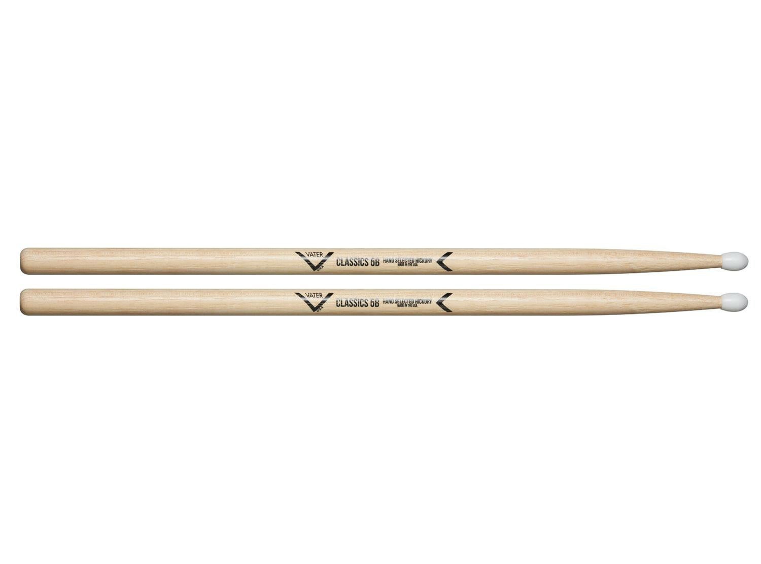 Vater 5B Classics Nylon Tip Hickory Drum Sticks VHC5BN