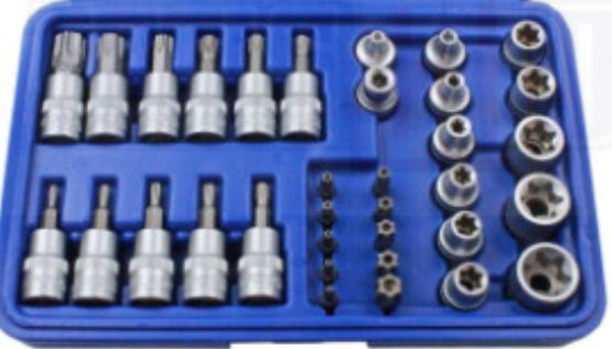 US PRO 34pc Torx Bit & E-Socket Set 3/8"" Dr T10-T60 E4-E20 Tamper Proof T10-T55