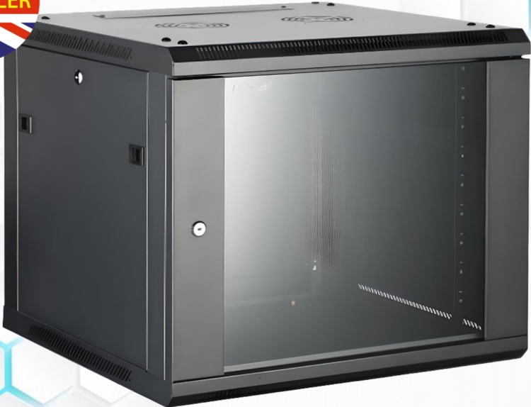 4U 19"" Black Data Network Cabinet Wall Server or Switch Comms Rack  450mm Depth