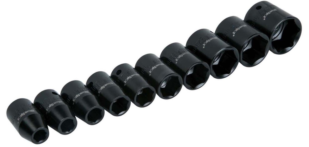 BlueSpot 10 Piece 1/2"" Metric Impact Sockets 9 - 27mm 01537
