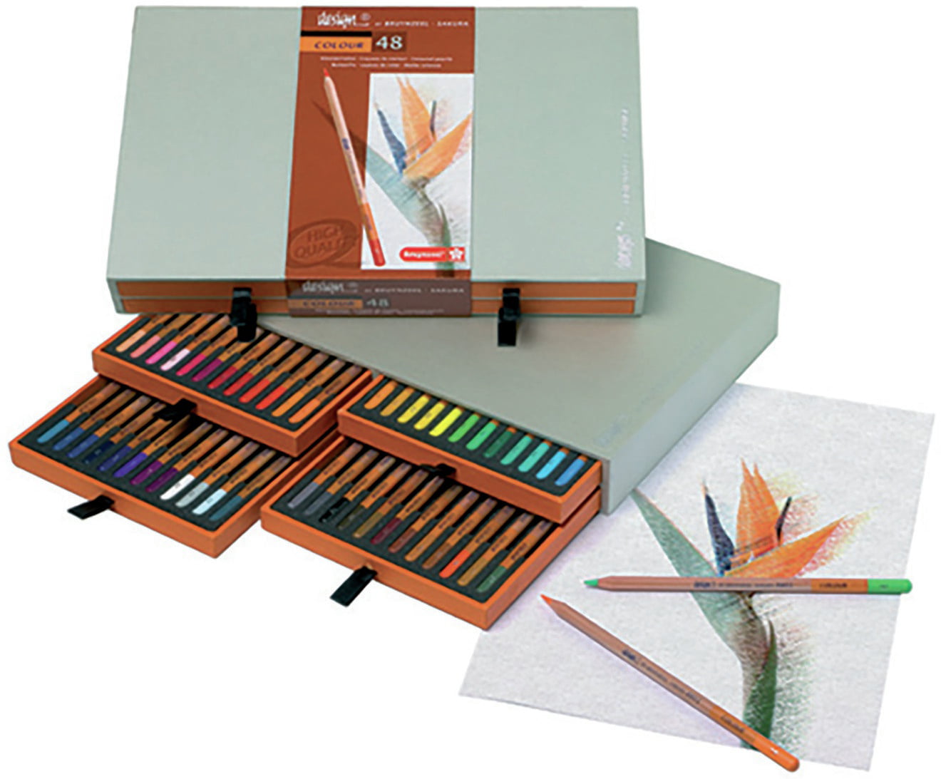 Bruynzeel Design High Quality Colouring Pencils Artist Box of 48