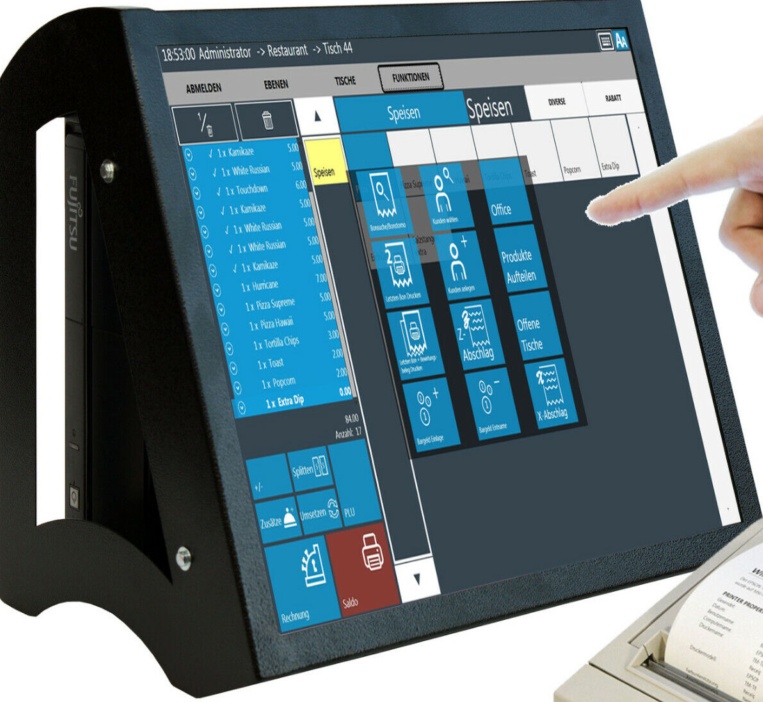 Kasse TSE Gastro Restaurant Großer 48Cm Touchscreen Monitor SSD Bonprinter KA62