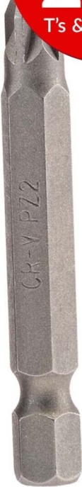 Draper 64283 PZ Type Insert Bit 1/4"" Hex 50mm Long No2 (Pack of 5)