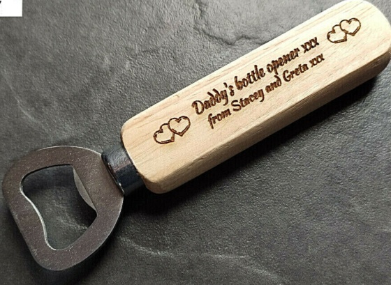 Personalised Engraved Wooden Engraved Bottle Opener Gift Idea Dad Daddy Grandad
