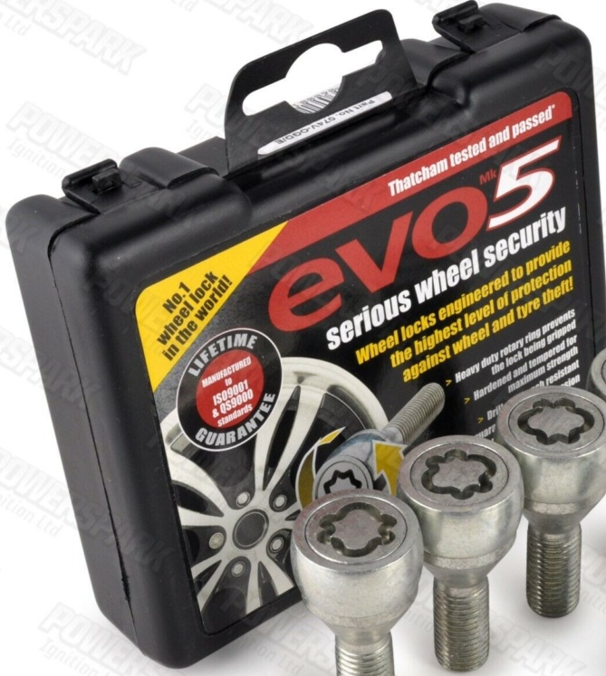 Locking Wheel Bolts Renault Thatcham Approved Evo MK5 M12 x 1.5 x 27