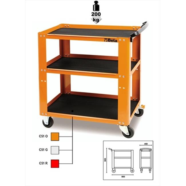 Beta C51 Orange Workshop Cart For Motorcycle Parts Accessories