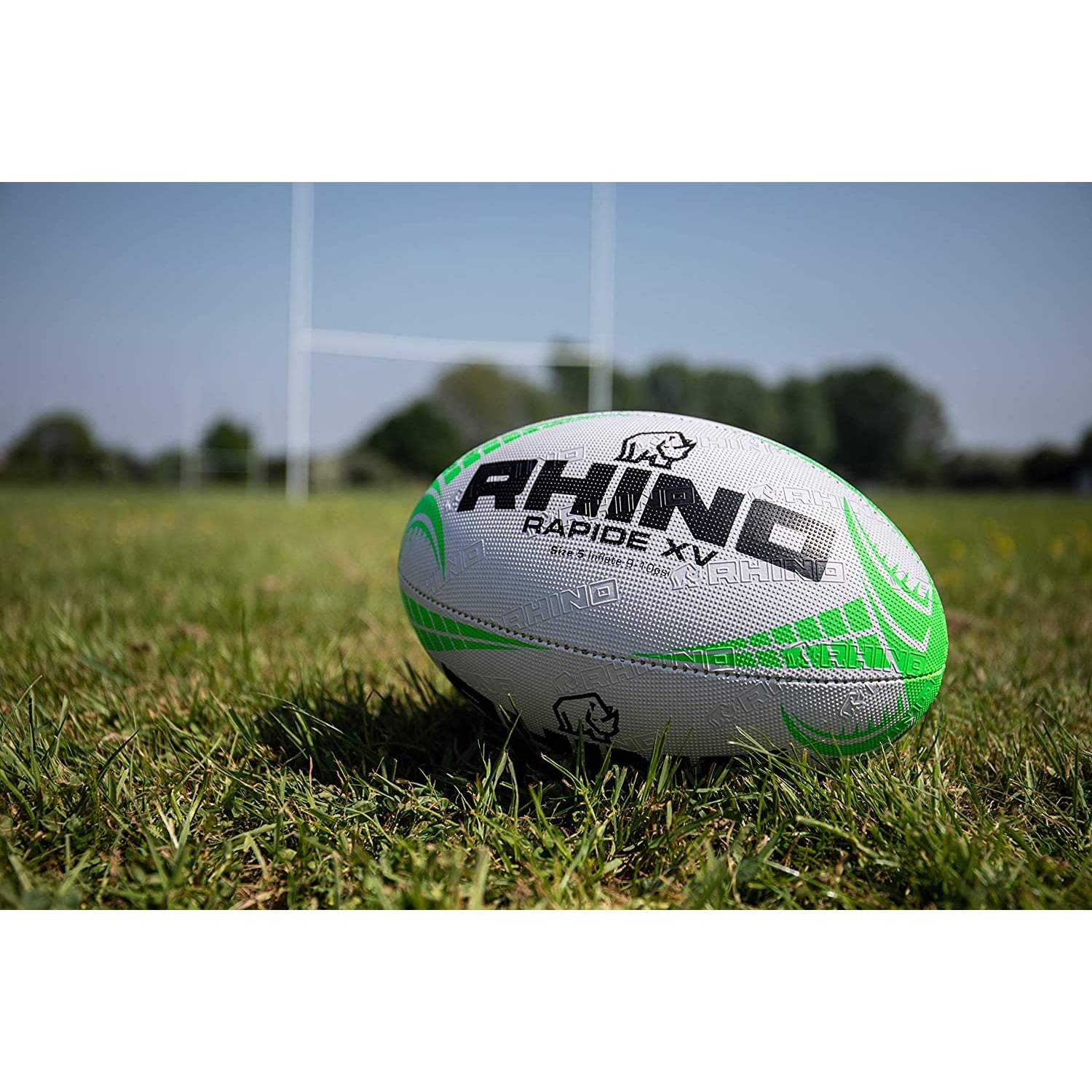 Rhino White/Green (3, ) Rapide Xv Rugby Ball
