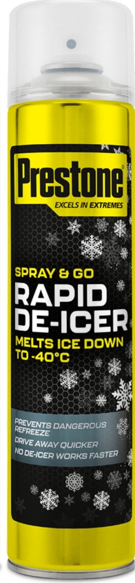 2x Prestone Car Rapid De-Icer Melts Windscreen Ice Frost Snow Aerosol 600ml