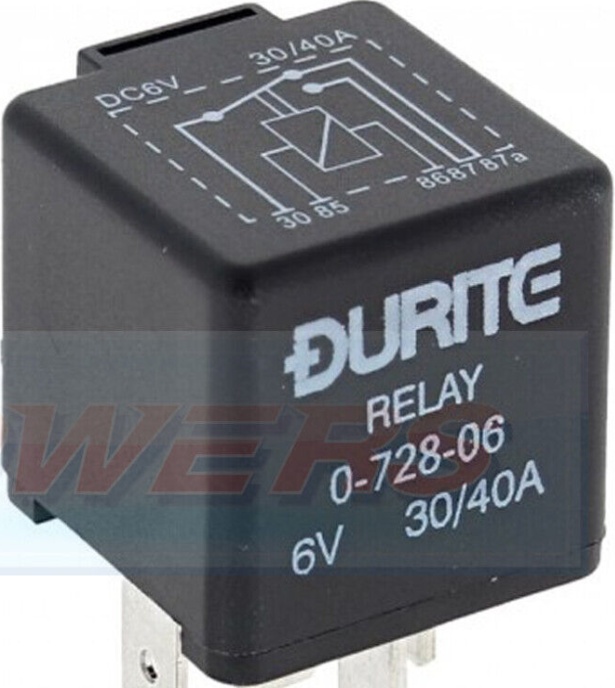 DURITE 0-728-06 6V VOLT 30/40A AMP 5 PIN CHANGE OVER MINI RELAY WITH BRACKET
