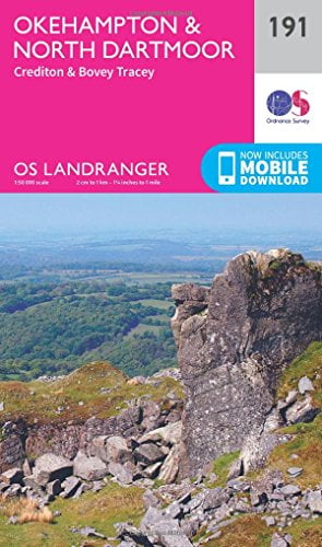 Okehampton & North Dartmoor Landranger Map 191 Ordnance Survey Latest