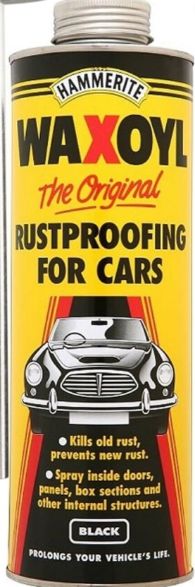 Hammerite 1litre Black WaxOyl Rust Proof Prevention Covering Schutz Air Can+Gun