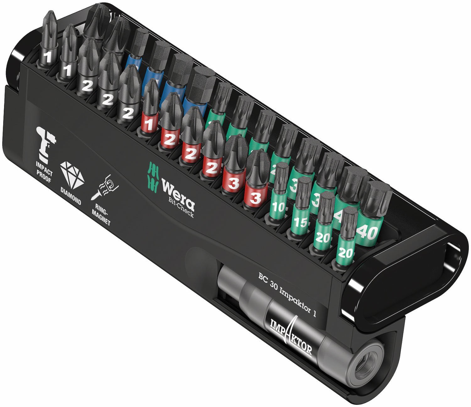 Wera 057690 Bit-Check 30 Impaktor Screwdriver Bit Set & Magnetic Holder 30 Piece - Image 9