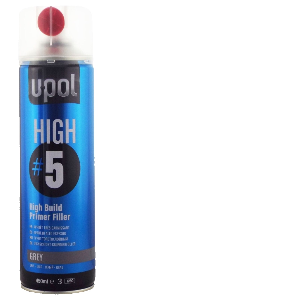 UPOL High Build 5 High Primer GREY 450ml Aerosol Primer Filler HIGHG/AL X4