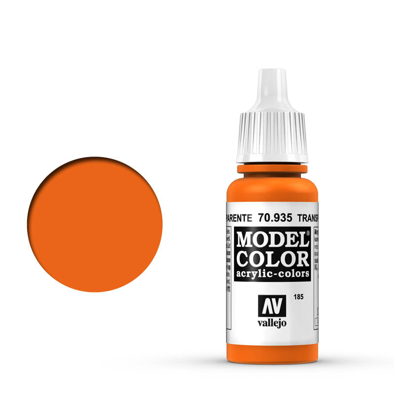 Vallejo Model Color Transparent Orange Acrylic 17ml Dropper Bottle - 70.935