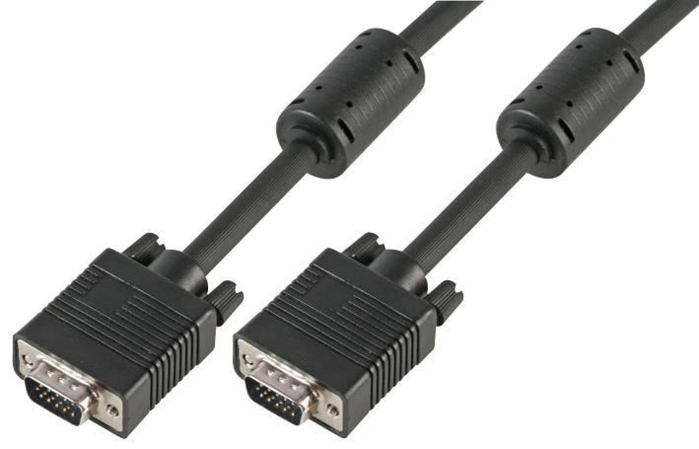 PRO SIGNAL - SVGA HD15 Male to Male Monitor Lead 5m Black - All Pins Connected
