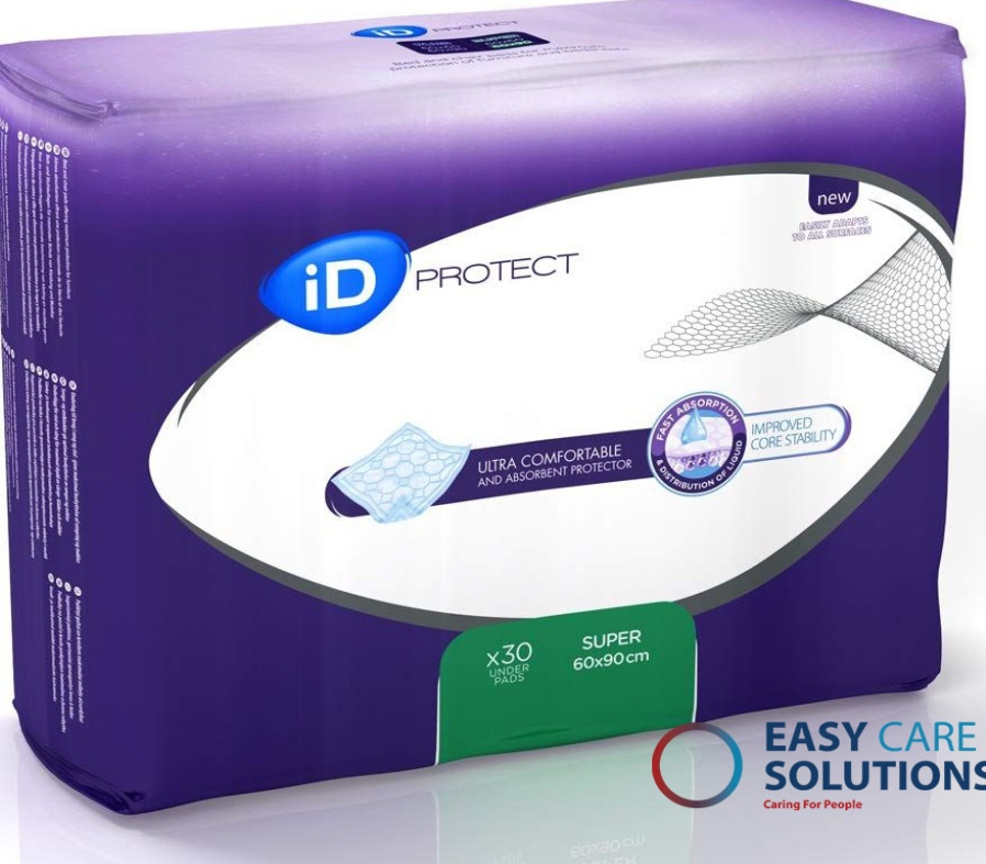 120 x iD Discreet Super Incontinence Underpads | 60cm x 90cm | 4 Packs of 30