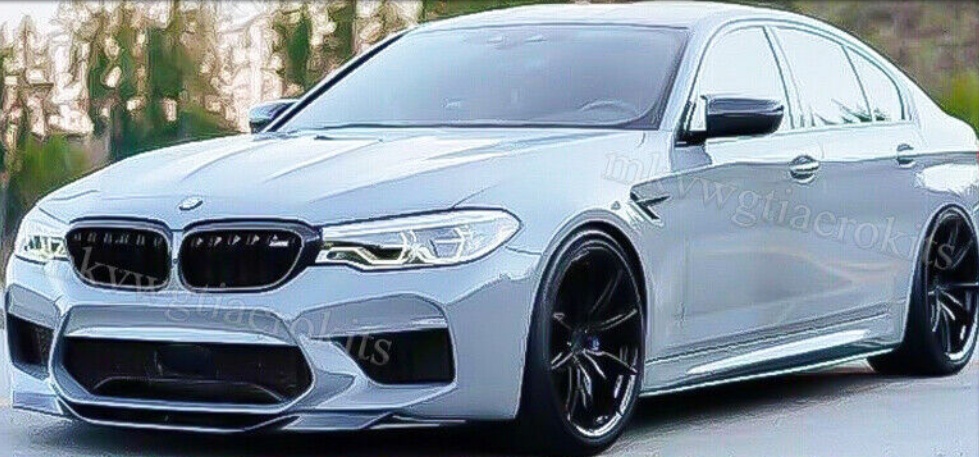 FOR BMW F90 M5 GLOSS BLACK RKP STYLE FRONT BUMPER LIP SPOILER SPLITTER 2017-2020