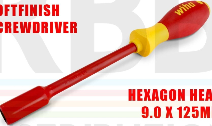 Wiha 00860 Hex Driver Screwdriver 1000v VDE Electrician 9mm SoftFinish Grip