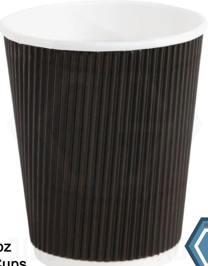 200x 8oz Disposable Coffee Cups Paper Cups Black  For Hot And Cold Drink Vending