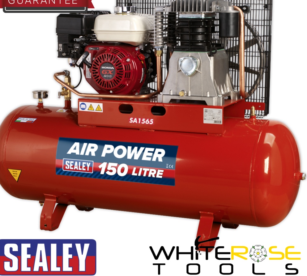 Sealey SA1565 150L Belt Drive Air Compressor with Petrol Engine 6.5hp