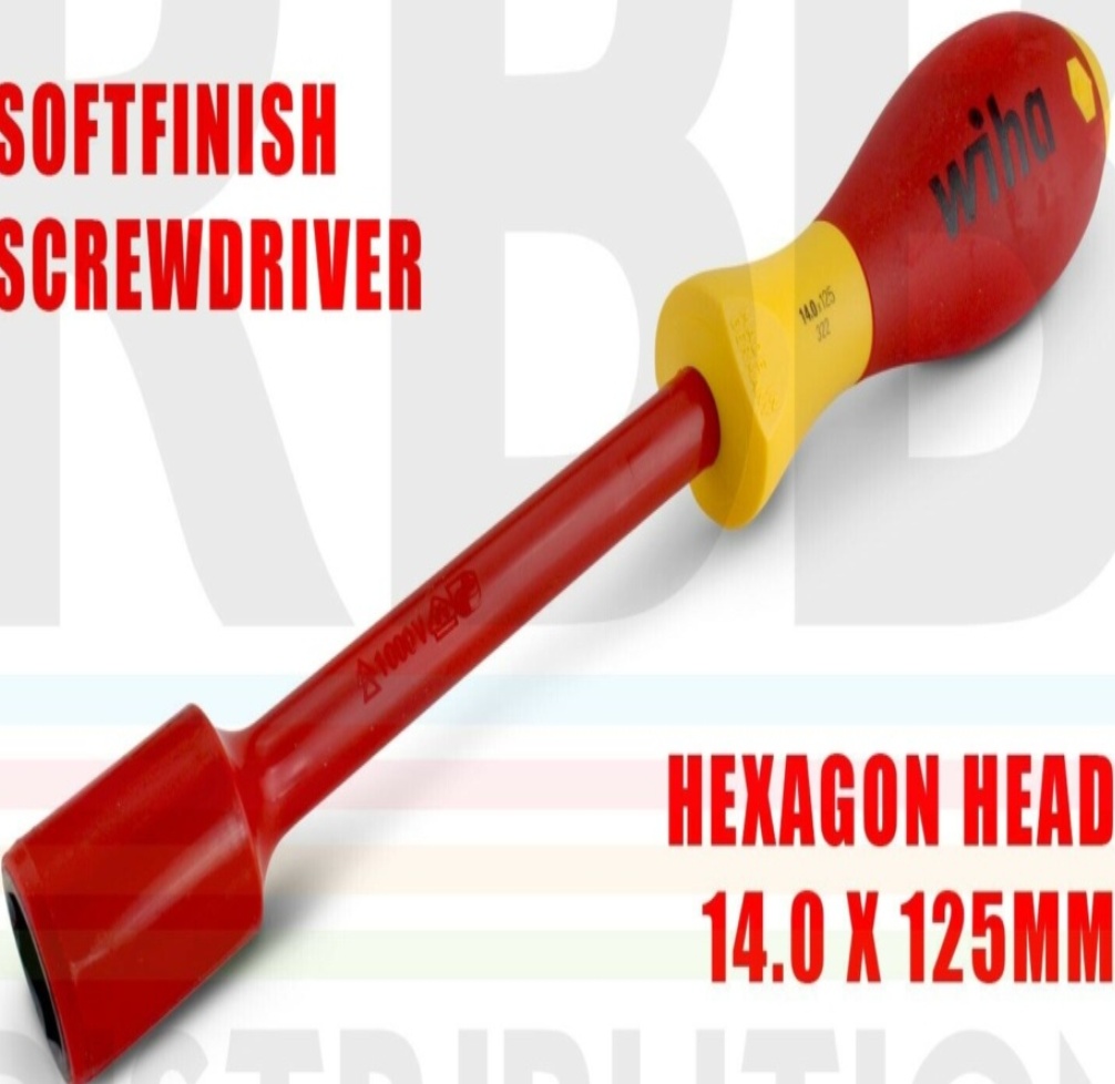 Wiha 00866 Hex Driver Screwdriver 1000v VDE Electrician 15mm SoftFinish Grip